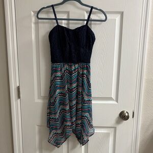 Lily Rose Navy and Multicolor Zigzag Juniors Dress